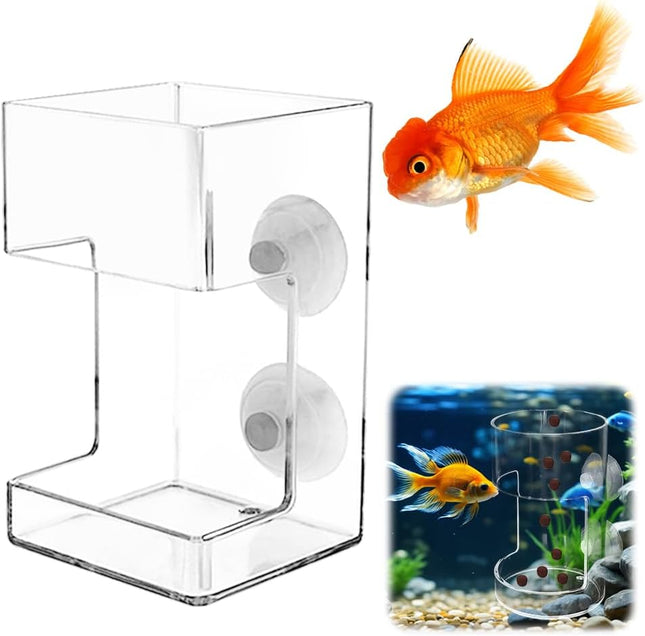 No Mess Aquarium Feeder 2026 New Acrylic Clear Fish Tank Feeder with Suction Cup Preventing Food Scattering