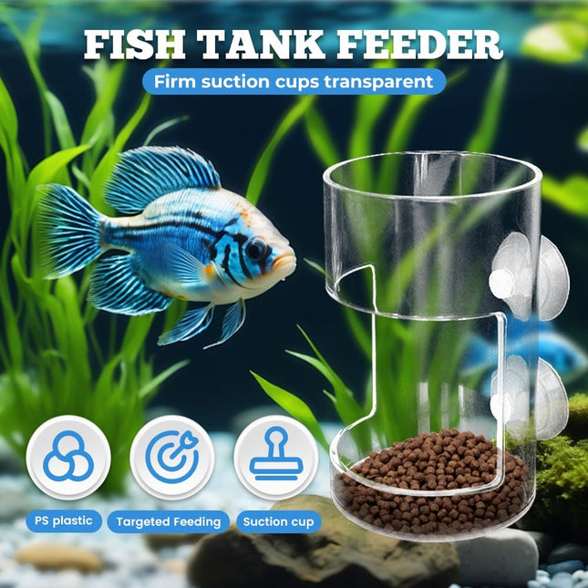 No Mess Aquarium Feeder 2026 New Acrylic Clear Fish Tank Feeder with Suction Cup Preventing Food – product detail