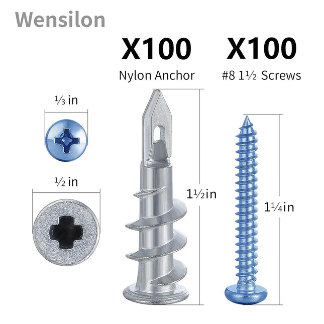 200pcs 8 Self Drilling Zinc Alloy Anchors Metal Wall Anchors with Screws Wall Anchors 100PCS – product detail
