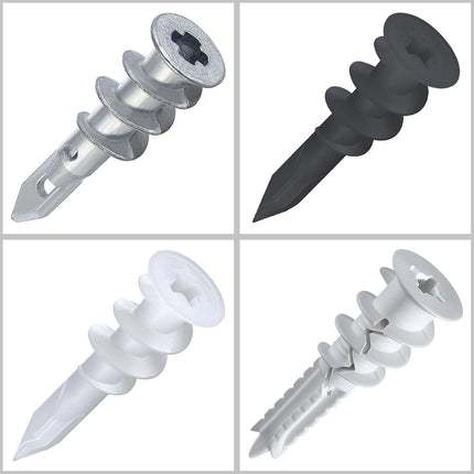 200pcs #8 Self Drilling Zinc Alloy Anchors, Metal Wall Anchors with Screws Wall Anchors,100PCS Wall Anchor and 100PCS Screws for Drywall, 75LB Hanging and Mounting