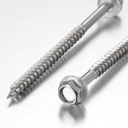 (200Pcs)#10x1-1/4 Self-Tapping Screws for Wood 410 Stainless Steel Hexagon Head Quick Tapping