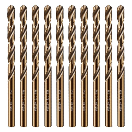 3/16" Cobalt Drill Bit(10Pcs), M35 HSS Metal Drill Bit Set forwood, Hard Metal, Stainless Steel, Cobalt Steel M35 Jobber Length Twist Drill Bits