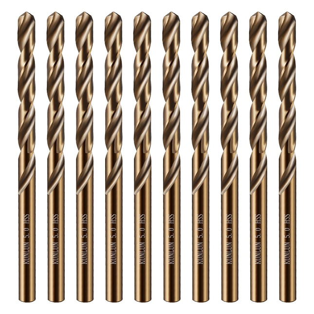 3/16 Cobalt Drill Bit(10Pcs) M35 HSS Metal Drill Bit Set forwood Hard Metal Stainless Steel Cobalt Steel