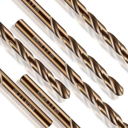 3/16" Cobalt Drill Bit(10Pcs), M35 HSS Metal Drill Bit Set forwood, Hard Metal, Stainless Steel, Cobalt Steel M35 Jobber Length Twist Drill Bits