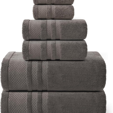 6 Piece Brown Bath Towels Set – 100% Cotton Towels Set for Bathroom, Hotel Collection | 700 GSM, Absorbent & Quick-Dry Towel Sets with 2 Bath Towels, 2 Hand Towels, 2 Washcloths, Brown Towels