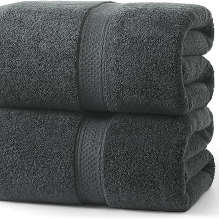 Cotton Bath Sheets Set of 2-70" x 35" Extra Large Soft Bath Towel for Adults, Absorbent & Lightweight, Fluffy, Quick Drying Shower Towels for Bathroom, Pool, Yoga & Daily e, Grey