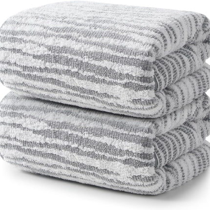 2 Pack Bath Towels, 29 x 59 Inches 550 GSM Oversized Bath Sheets, 100% Cotton, Double-Sided Design, Quick Dry, Highly Absorbent Shower Towels for Bathroom, Home, Gym, Pool and Spa - Gray