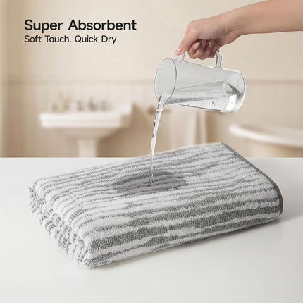 2 Pack Bath Towels, 29 x 59 Inches 550 GSM Oversized Bath Sheets, 100% Cotton, Double-Sided Design, Quick Dry, Highly Absorbent Shower Towels for Bathroom, Home, Gym, Pool and Spa - Gray