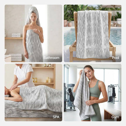 2 Pack Bath Towels, 29 x 59 Inches 550 GSM Oversized Bath Sheets, 100% Cotton, Double-Sided Design, Quick Dry, Highly Absorbent Shower Towels for Bathroom, Home, Gym, Pool and Spa - Gray