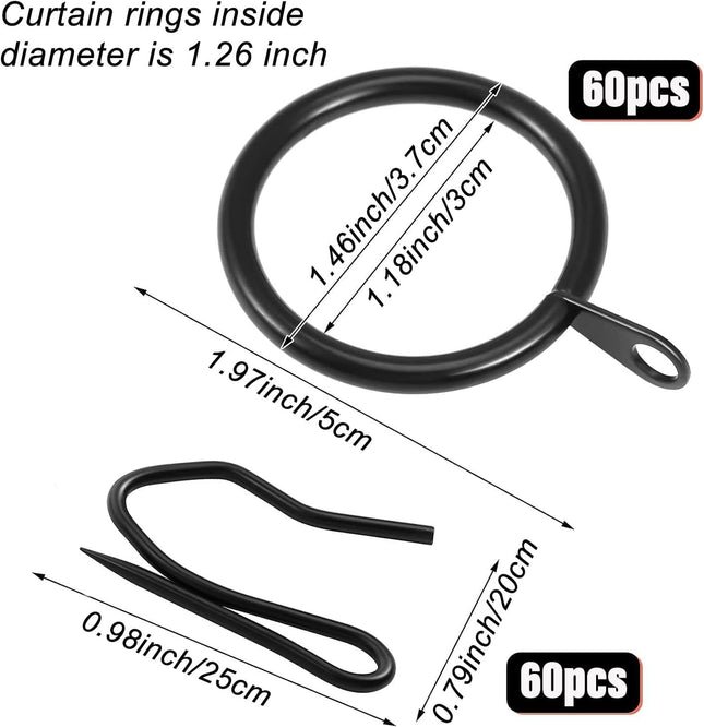 60 Pieces Metal Drapery Curtain Rings Curtain Hanging Rings and 60 Pieces Metal Curtain Drapery Pin – product detail