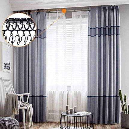 60 Pieces Metal Drapery Curtain Rings Curtain Hanging Rings and 60 Pieces Metal Curtain Drapery Pin Hooks for Window Curtain, Door Curtain and Shower Curtain (Black)