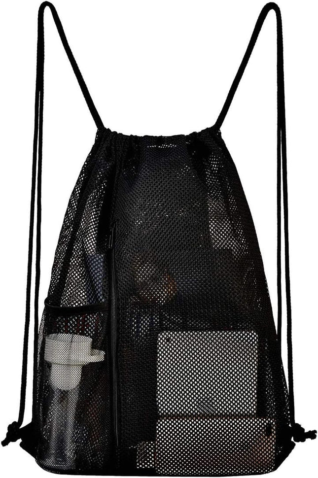 Heavy Duty Mesh Drawstring bag for Soccer Ball Beach Toys -Drawstring Backpack Sports Gym Bag