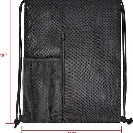 Heavy Duty Mesh Drawstring bag for Soccer Ball，Beach Toys -Drawstring Backpack Sports Gym Bag