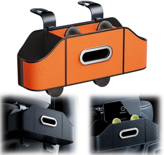 Multifunctional Car Back Seat Storage Organize with Tissue Holder 2 Cup Holders and Purse Hooks For Phones