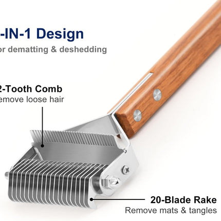 Dog Tie-Out Stake and 2-in-1 Shedding Grooming Tool