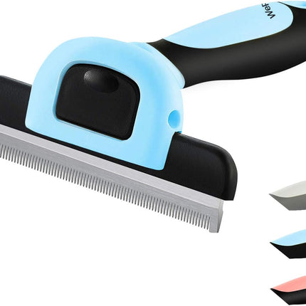 Cat Dog Shedding Tool, Pet Deshedding Brh, Professional Grooming for Short Medium Long Hair Cats and Dogs, Effectively Reduce Shedding by Up to 95%, Light Blue & Black