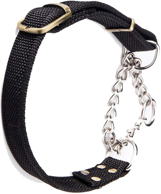 Stainless Steel Nylon Chain Martingale Collar Comfort Heavy Duty Large Dog Collar Escape Perfect for (Large
