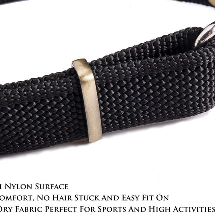 Stainless Steel Nylon Chain Martingale Collar Comfort Heavy Duty Large Dog Collar Escape Perfect for Training Walking Running and High Activities 250lb Pull Proved (Large, Black)