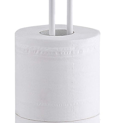 Heavy Gauge Toilet Paper Holder Stand – Freestanding Tissue Roll Storage for 3 Rolls – Durable Steel with Rt-Resistant White Finish – Easy Assembly with Tools Included