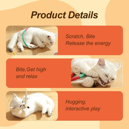6Pcs Rope Cat Chew Toys, Multi-Color Interactive Cat Toy for 28 Inches, Safe Teeth Cleaning Toy for All Breeds (Style A)