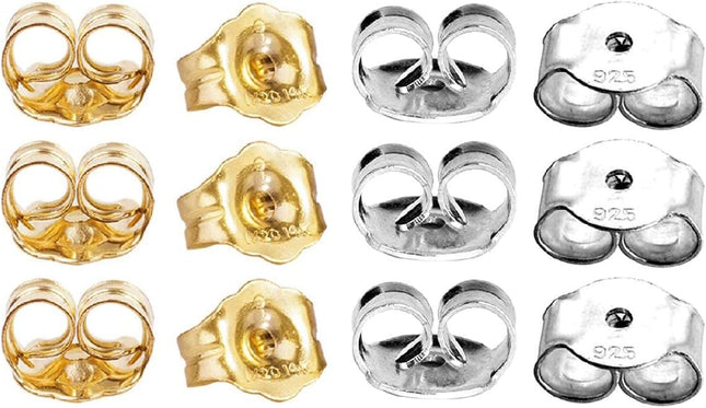 14K Gold 925 Sterling Silver Earring Backs Pierced Earring Backing Hypoallergenic Butterfly Ear