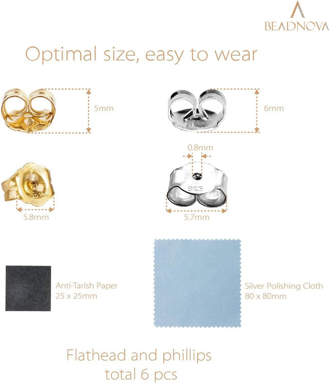 14K Gold 925 Sterling Silver Earring Backs Pierced Earring Backing Hypoallergenic Butterfly Ear – product detail