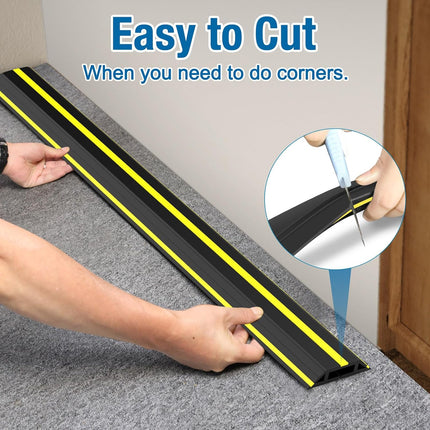 10 ft Floor Cable Cover Protector, Heavy Duty PVC Duct Easy to Unroll, Prevent Trip Hazard for Home Office or Outdoor Settings