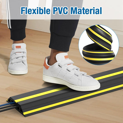 10 ft Floor Cable Cover Protector, Heavy Duty PVC Duct Easy to Unroll, Prevent Trip Hazard for Home Office or Outdoor Settings