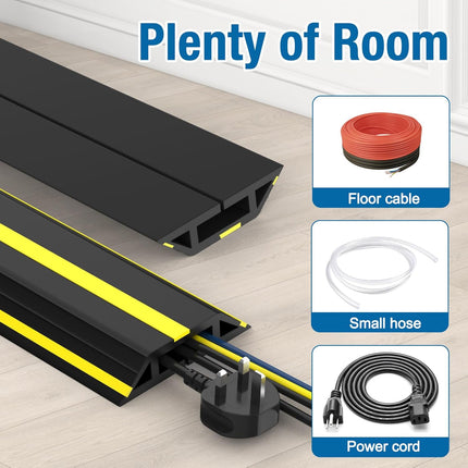 10 ft Floor Cable Cover Protector, Heavy Duty PVC Duct Easy to Unroll, Prevent Trip Hazard for Home Office or Outdoor Settings