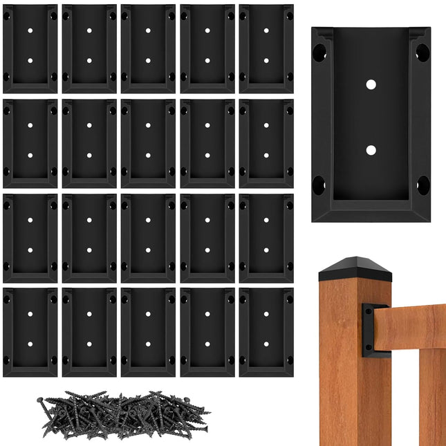 20pcs Deck Railing Brackets Connectors for 2x4 Railing Wood Post with 120pcs Wood Screws V1258-DP02-F-578