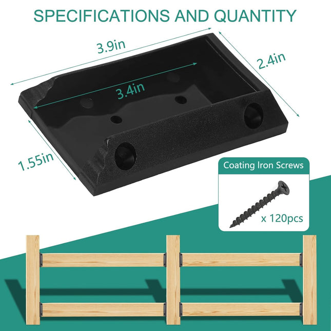 20pcs Deck Railing Brackets Connectors for 2x4 Railing Wood Post with 120pcs Wood Screws – product detail