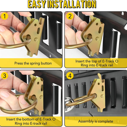 20pcs Steel E-Track O Ring Tie-Down Anchors, Secure Cargo in Enclosed/Flatbed Trailers, Trucks, Load Limit of 1500lb