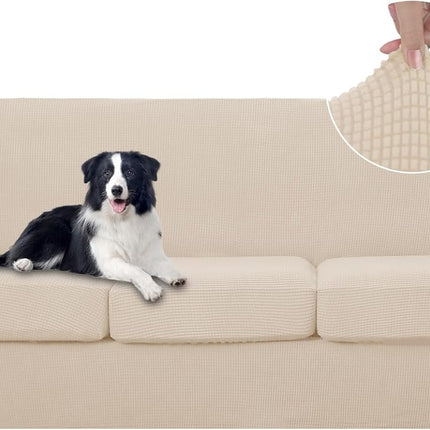 4 Pieces Stretch Couch Cover Sofa Cover Washable Sofa Slipcover with Individual Seat Chion for 3 Chion Couch Sofa Pet Friendly(Sofa, Beige)