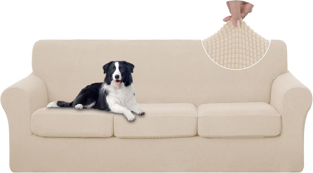 4 Pieces Stretch Couch Cover Sofa Cover Washable Sofa Slipcover with Individual Seat Chion for 3 (Sofa