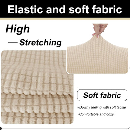 4 Pieces Stretch Couch Cover Sofa Cover Washable Sofa Slipcover with Individual Seat Chion for 3 Chion Couch Sofa Pet Friendly(Sofa, Beige)