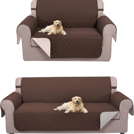 UNICE Home Reversible Sofa Cover Bundle Loveseat Cover(Sofa+Loveseat Small, Coffee)