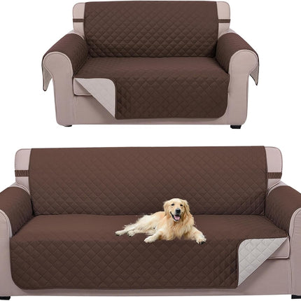 UNICE Home Reversible Loveseat Cover Bundle Oversized Couch Cover(XL Sofa+Loveseat, Coffee)