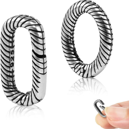 2pcs Tiny 925 Sterling Silver Oval Ring Jewelry Clasps, 2 Size Lobster Clasp Shortener Clip Carabiner Necklace Clasp Connector Clasps Jewelry Making DIY Hardware Replacement