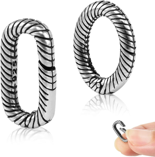 2pcs Tiny 925 Sterling Silver Oval Ring Jewelry Clasps 2 Size Lobster Clasp Shortener Clip