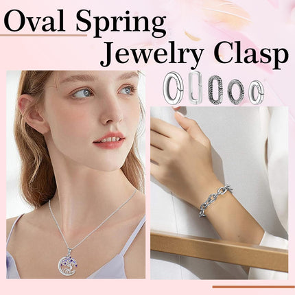 2pcs Tiny 925 Sterling Silver Oval Ring Jewelry Clasps, 2 Size Lobster Clasp Shortener Clip Carabiner Necklace Clasp Connector Clasps Jewelry Making DIY Hardware Replacement