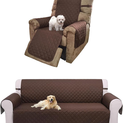 UNICE Home Reversible Sofa Cover Bundle Chair Cover(Sofa+Chair, Coffee)