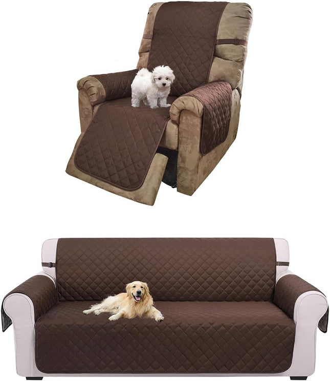 UNICE Home Reversible Sofa Cover Bundle Chair Cover(Sofa Plus Chair Coffee) V1258-DP02-F-603