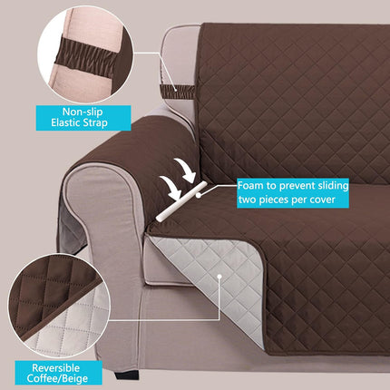 UNICE Home Reversible Sofa Cover Bundle Chair Cover(Sofa+Chair, Coffee)