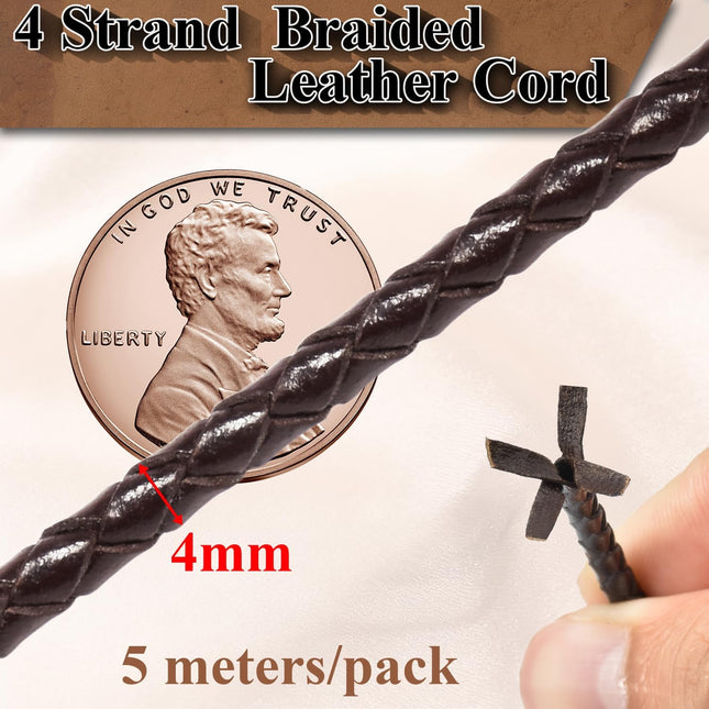4mm 5.46yard Genuine Round Leather Cord for Jewelry Making 20 Pack 4mm Hole Magnetic Clasps – product detail