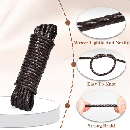4mm 5.46yard Genuine Round Leather Cord for Jewelry Making, 20 Pack 4mm Hole Magnetic Clasps Leather Bracelet Necklace Paracord Fashion Jewelry DIY Leathercraft Accessories