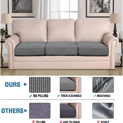 Super Stretch Individual Seat Chion Covers Sofa Covers Couch Chion Cover Slipcover Sets Thick Jacquard Textured Twill Fabric (3 Piece Sofa Chion Covers, Grey)
