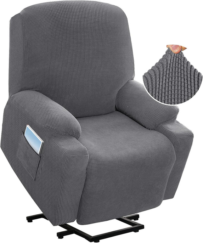 Stretch Couch Cover Recliner Cover Electric Power Lift Recliner Chair Cover Fitted Standard Large in Grey