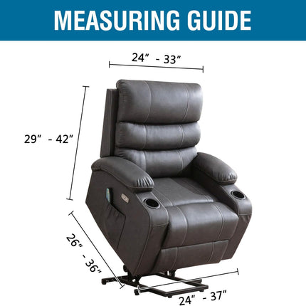 Stretch Couch Cover Recliner Cover Electric Power Lift Recliner Chair Cover Fitted Standard Large Power Lift Recliner with Side Pocket, Soft Thick Jacquard(Single Seat, Grey)