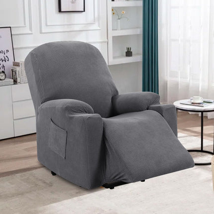 Stretch Couch Cover Recliner Cover Electric Power Lift Recliner Chair Cover Fitted Standard Large Power Lift Recliner with Side Pocket, Soft Thick Jacquard(Single Seat, Grey)
