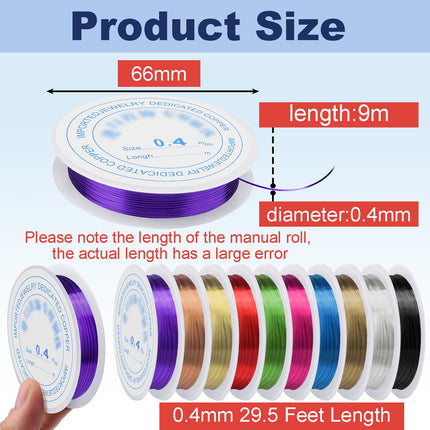 3mm 5.46yard Genuine Round Leather Cord for Jewelry Making, 0.4 mm Dia. 10 Rolls Copper Jewelry Wire 10 Beading Wire